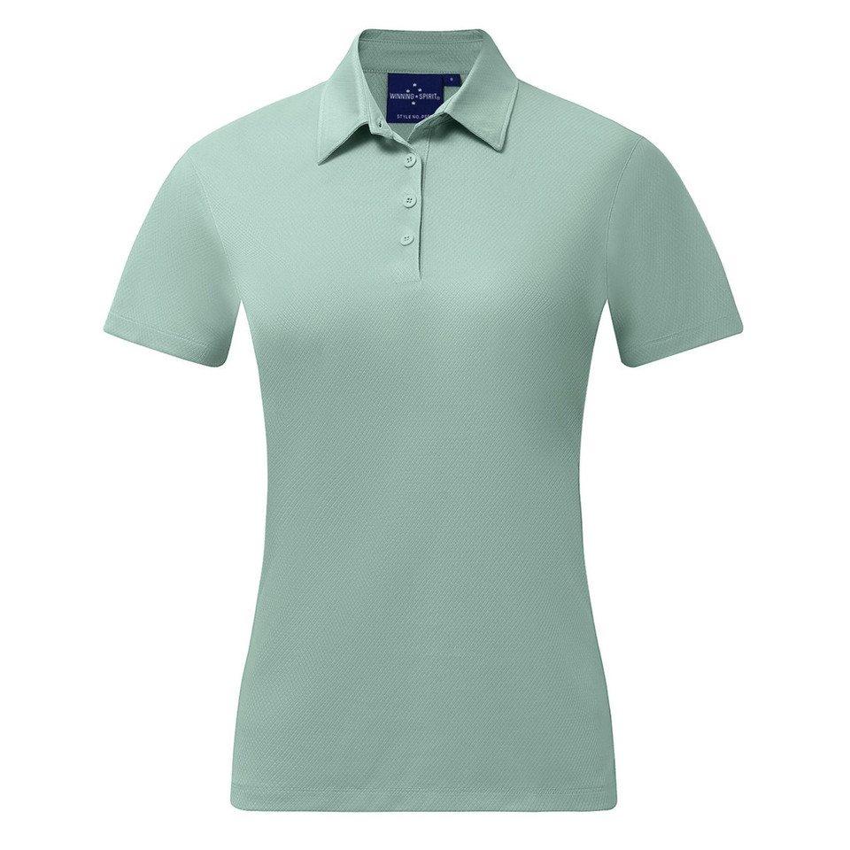 Ladies Sustainable Jacquard Knit Polo Shirt - Soft Mint