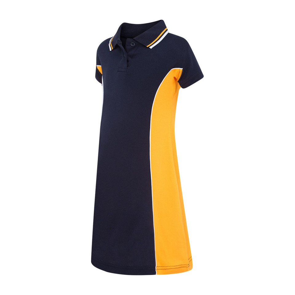 Kids Cotton Back Polo Dress_Dark Navy-Gold
