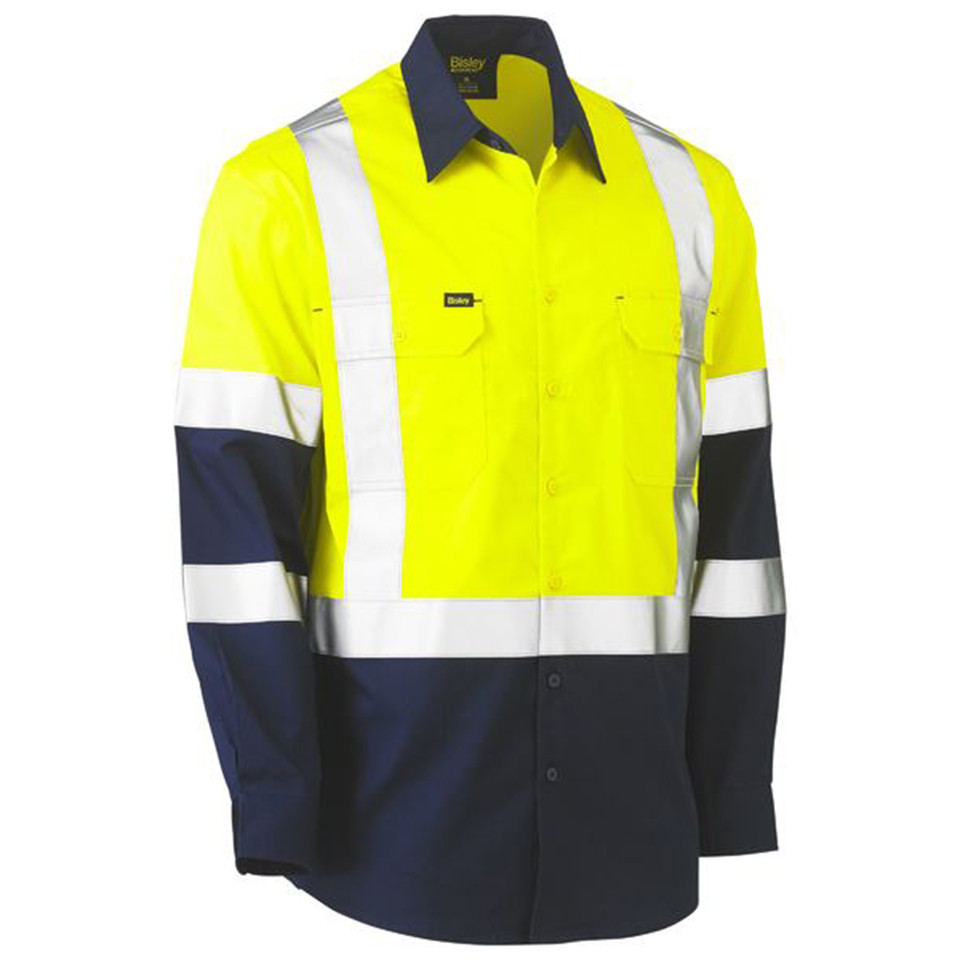 Bisley X Taped Biomotion Two Tone Hi Vis Lightweight Drill Shirt