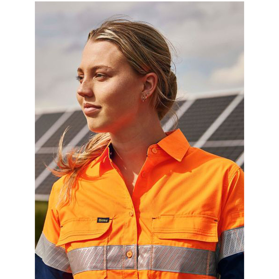 Bisley Womens X Airflow Hi Vis Taped Stretch Ripstop Shirt