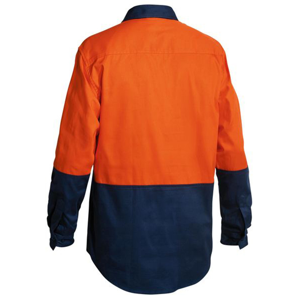 Ladies Hi Vis Drill Shirt Closed Front Long Sleeve