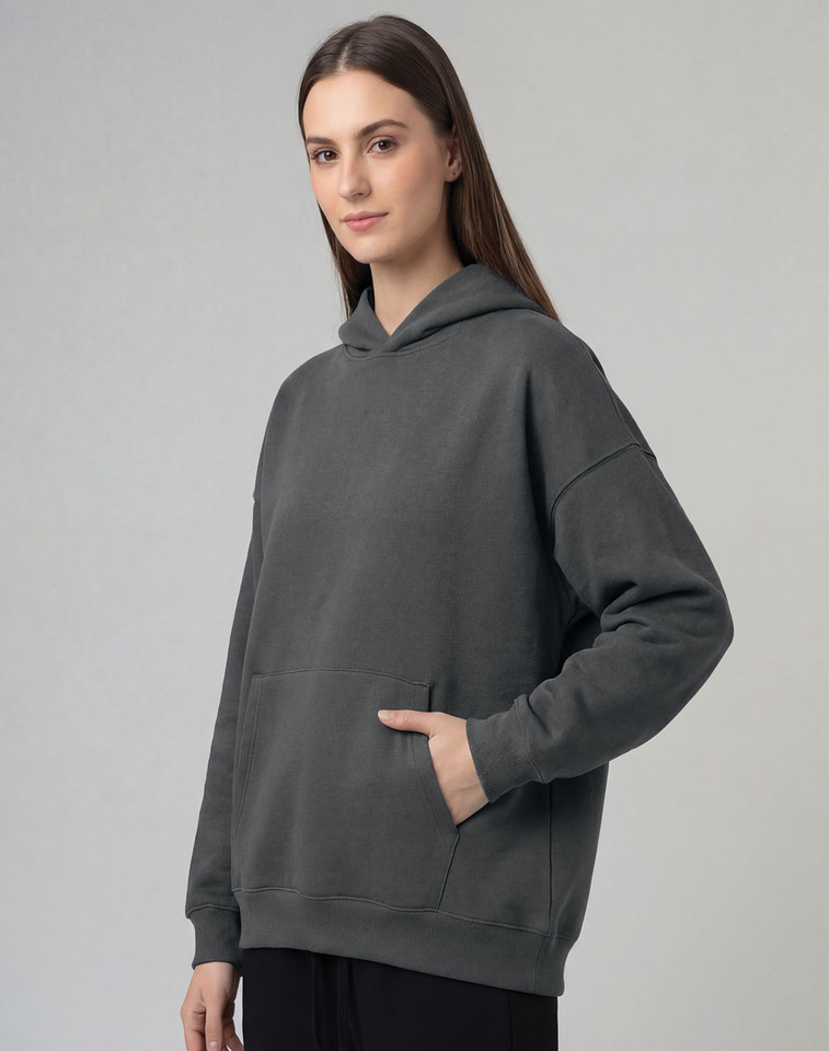 Unisex Oversized Fleece Hoodie - Storm Grey - angle_14