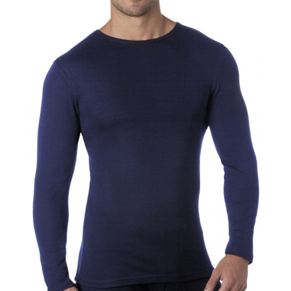 Mens Long Sleeve Thermal | Pure Merino Wool - Navy