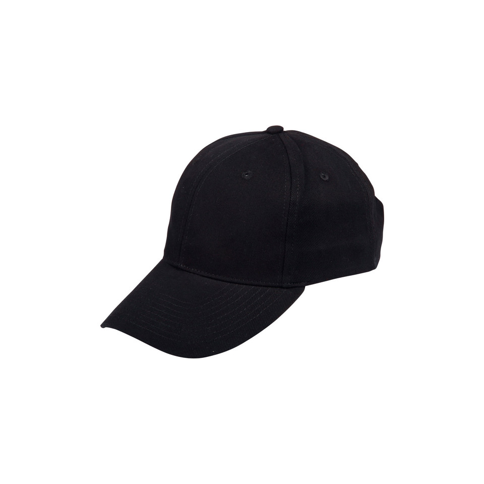 Adults 6 Panels Heavy Brushed Cotton Cap - Black - Side