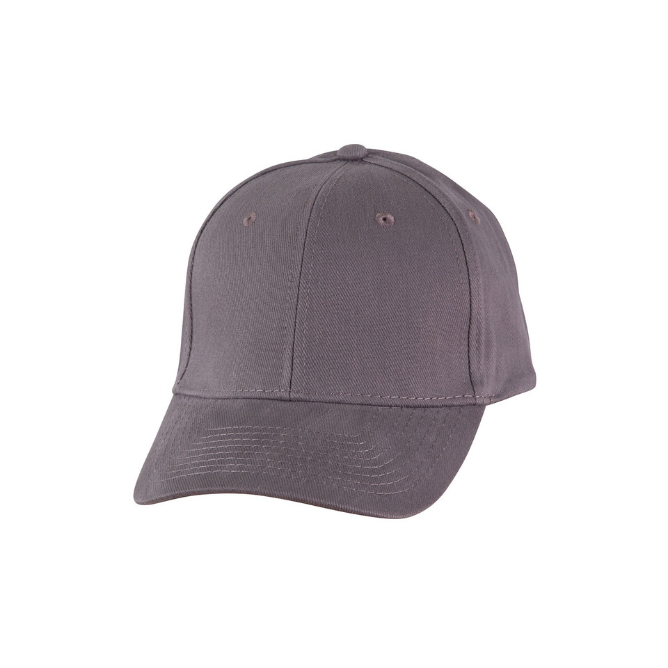 Adults 6 Panels Heavy Brushed Cotton Cap - Grey