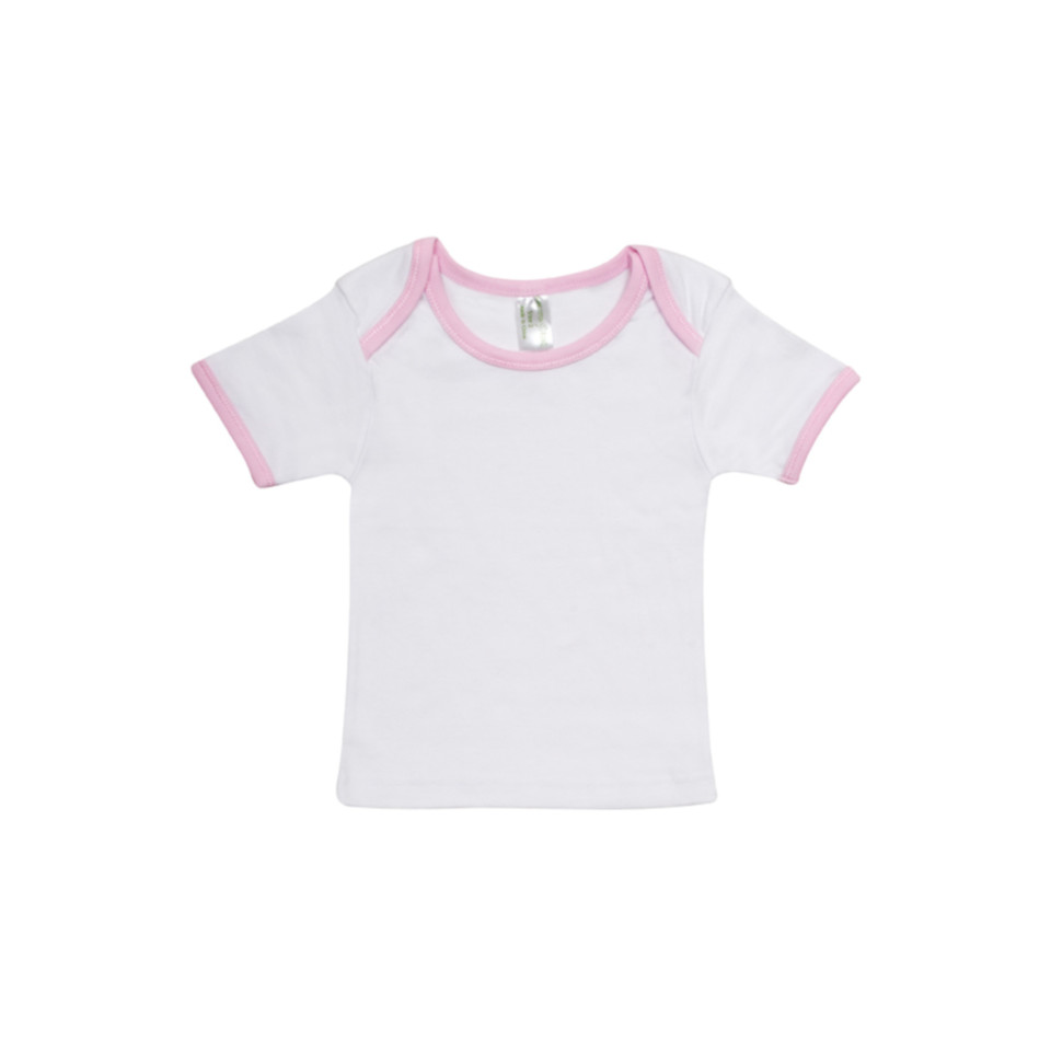 Children Retro Style Organic Cotton T-Shirt - B102BS - White.Pink