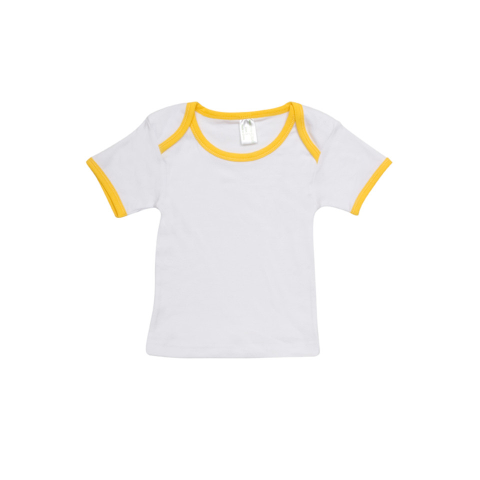 Children Retro Style Organic Cotton T-Shirt - B102BS - White.Yellow