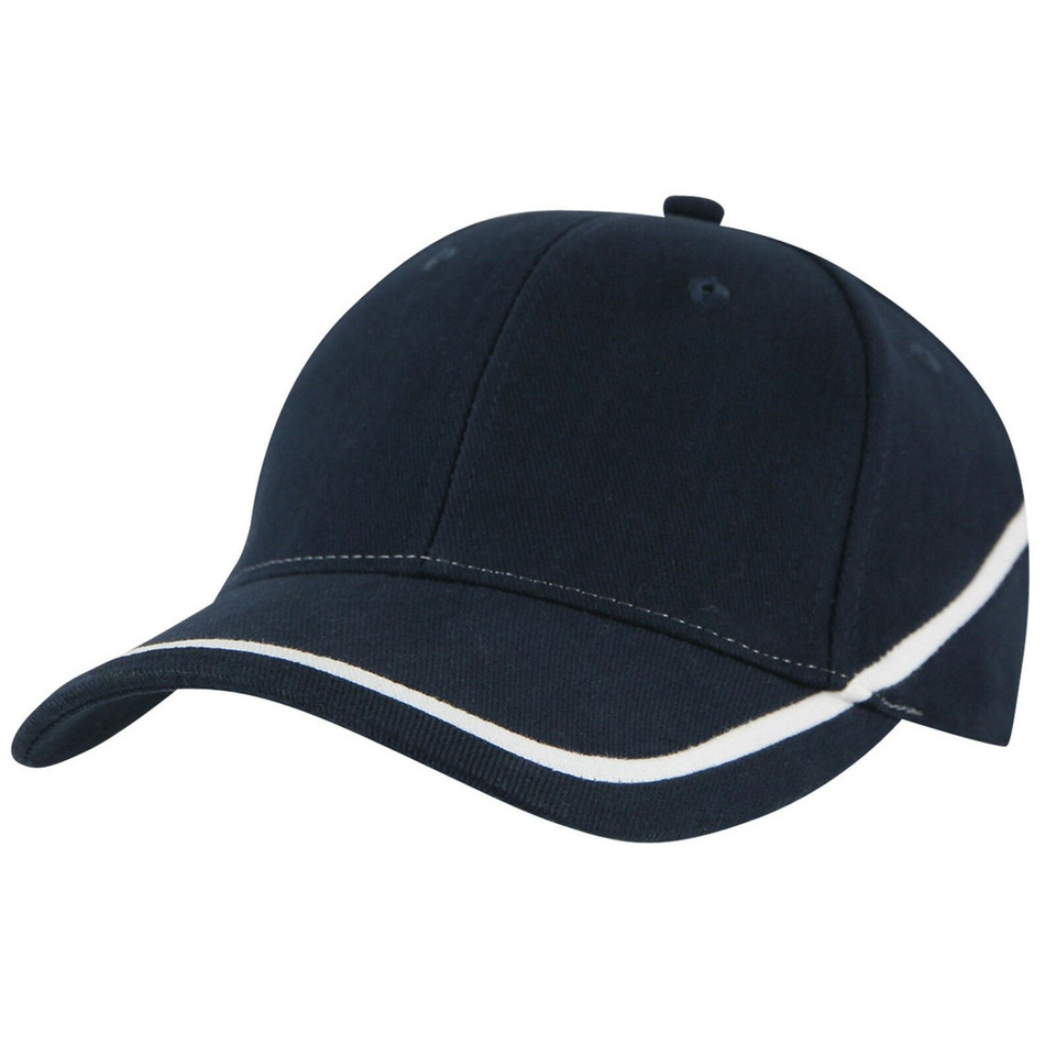 Adults 6 Panels Heavy Brushed Cotton Cap - 4026 | Navy.White.Navy
