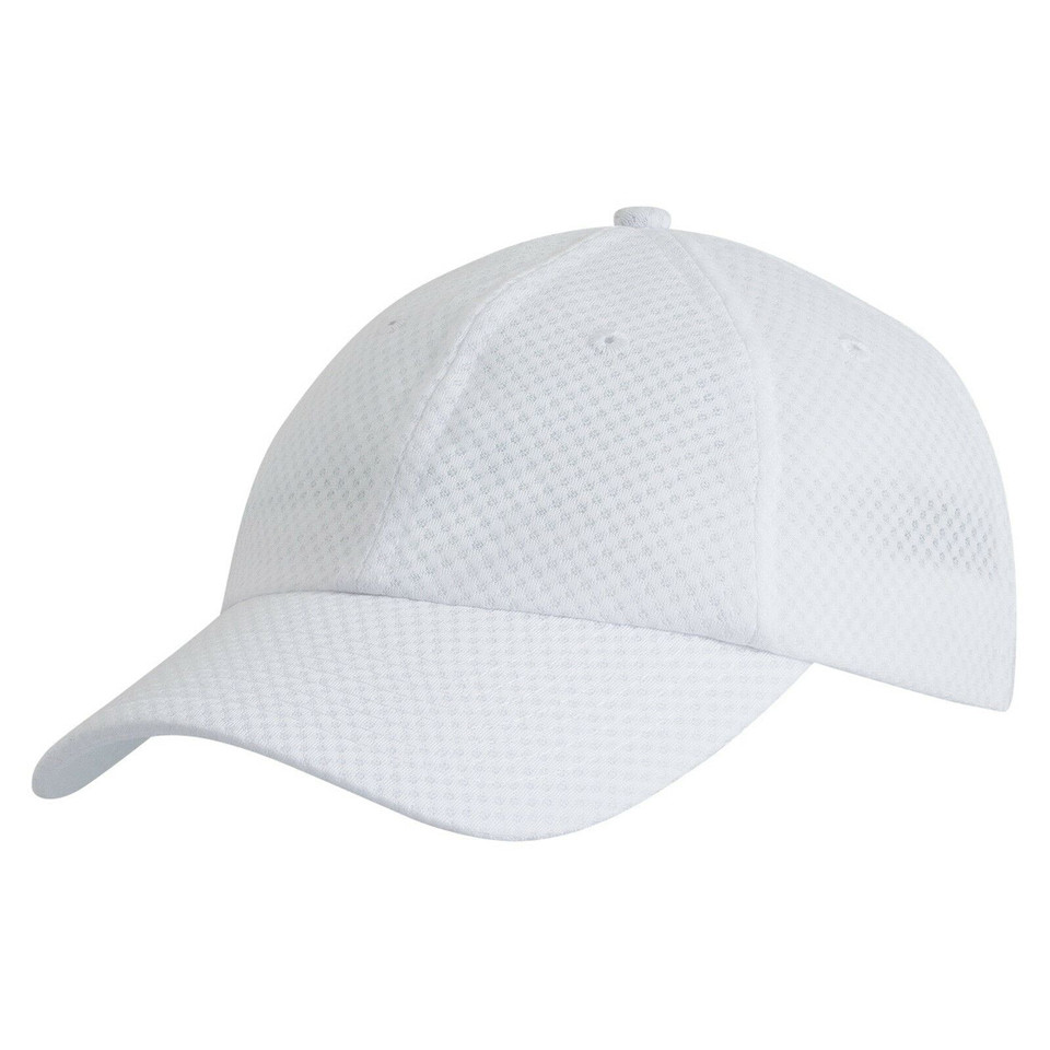 Adults 6 Panels Plain Polyester Mesh Sports Cap - 4058 | White