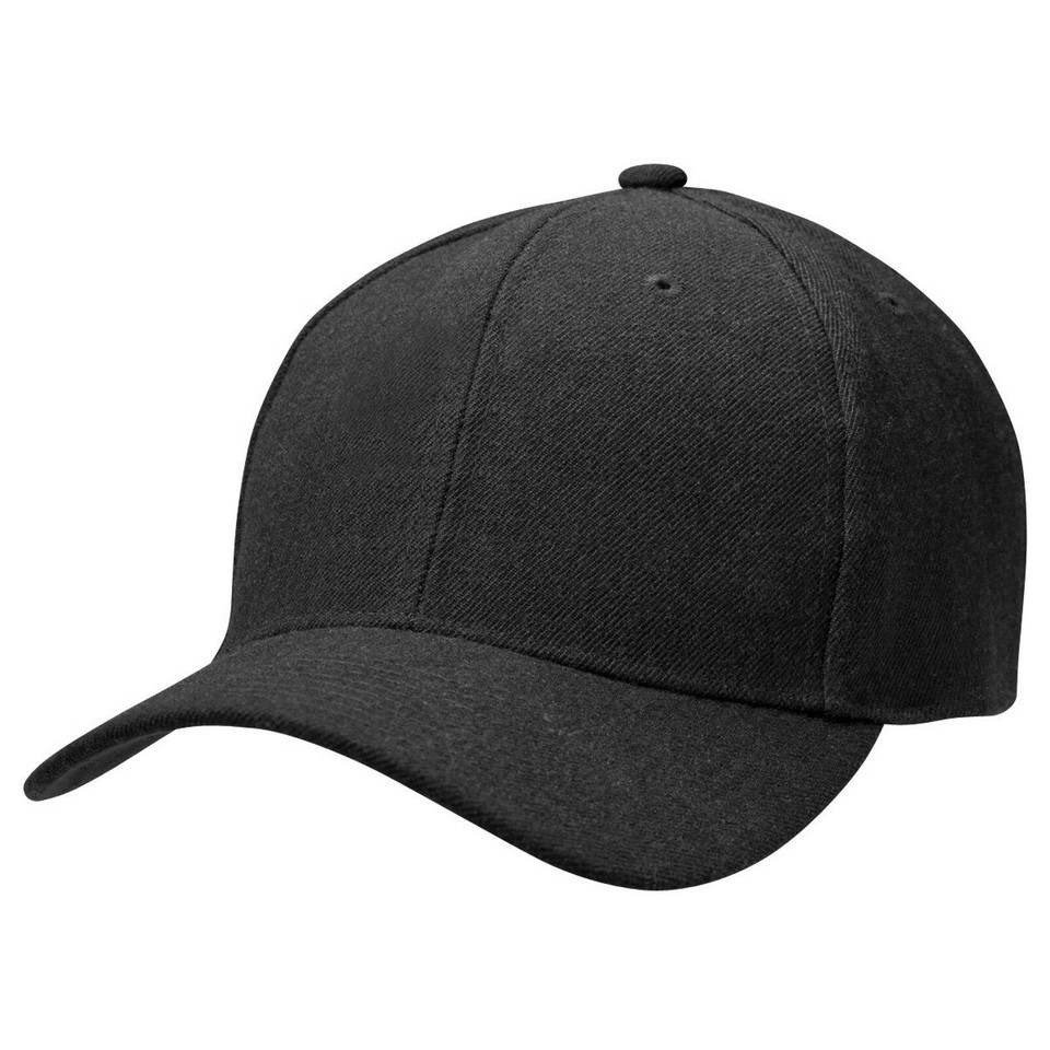 Adults Unisex Plain Acrylic 6 Panels Cap - 4150 | Black