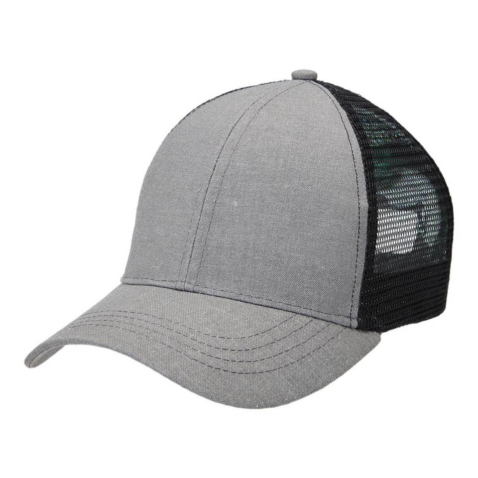 Adults Plain Hemp Trucker Cap - 4393 | Charcoal.Black