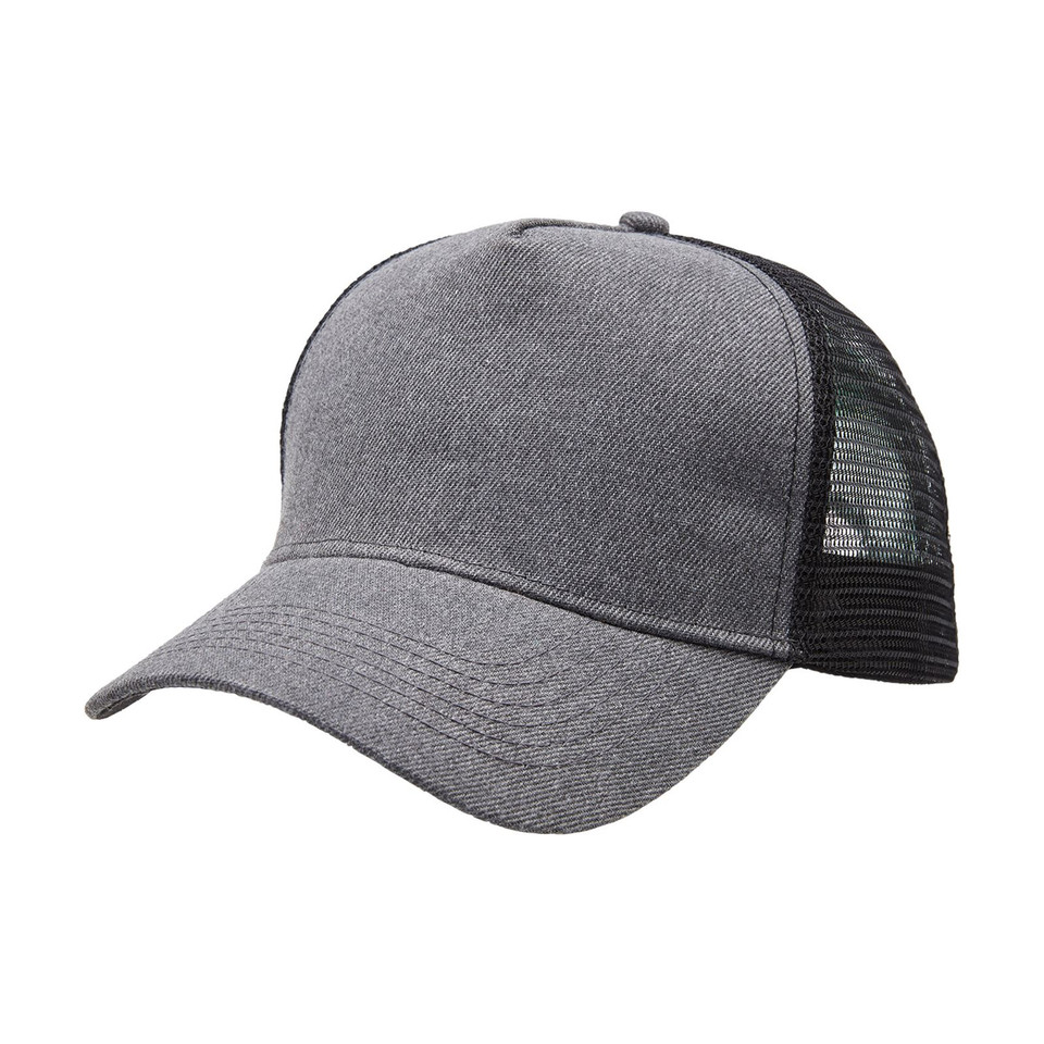Adults 5 Panels Heather Mesh Trucker Cap - 4395 | Charcoal Heather.Black