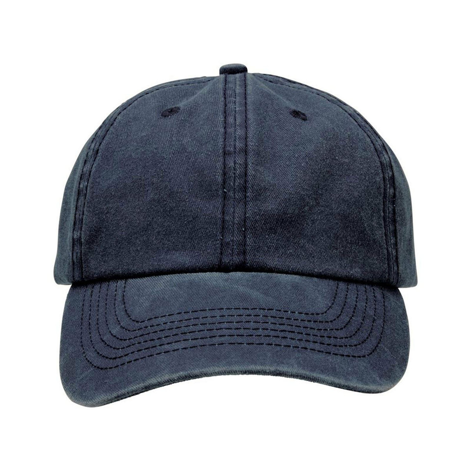 Adults Plain Distressed Washed Chino Cap - 4397 | Navy