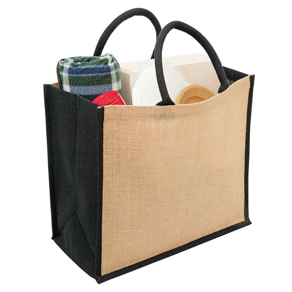 Plain 28L Eco Jute Wide Gusset Tote Shopping Carry Bag | Bulk Lot