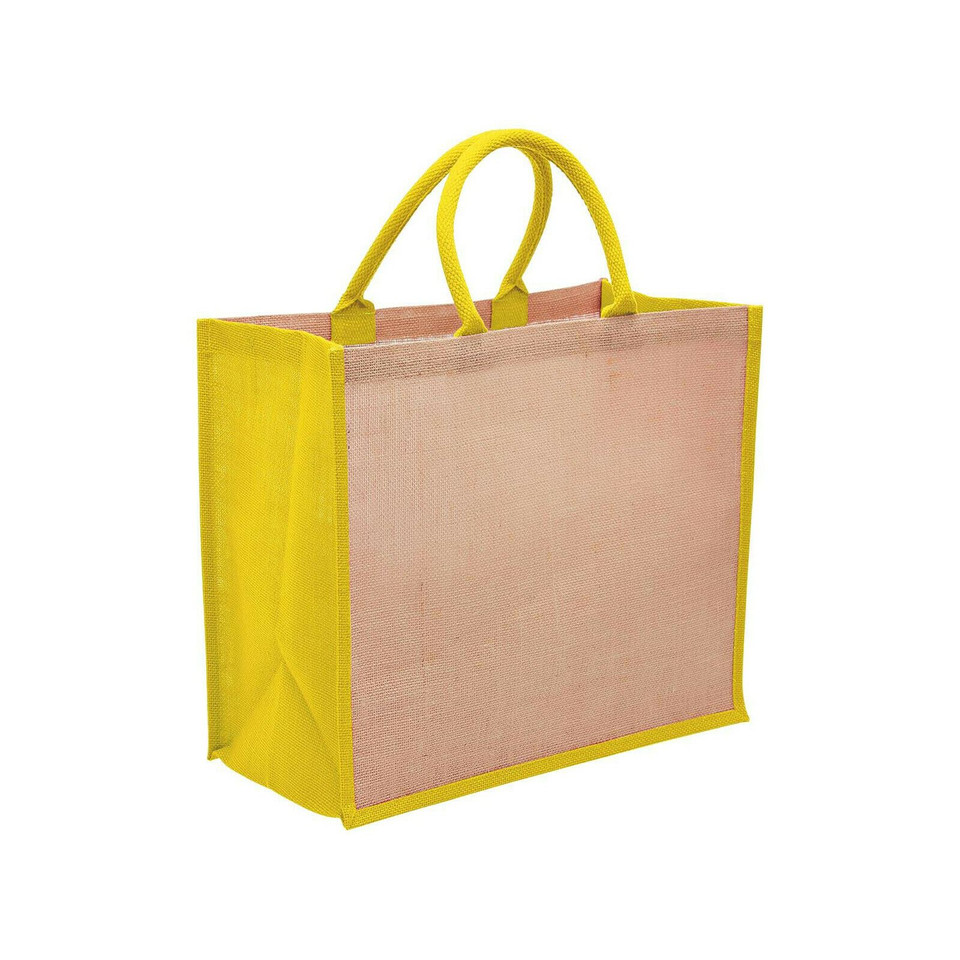 Plain Eco Jute 28L Wide Gusset Tote Carry Bag - 1184 | Natural.Yellow
