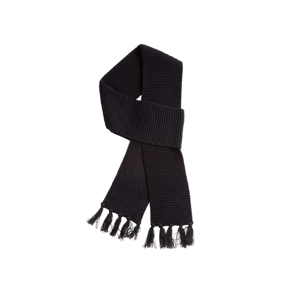 Plain Ruga Ribbed Knit Scarf - J625 | Black