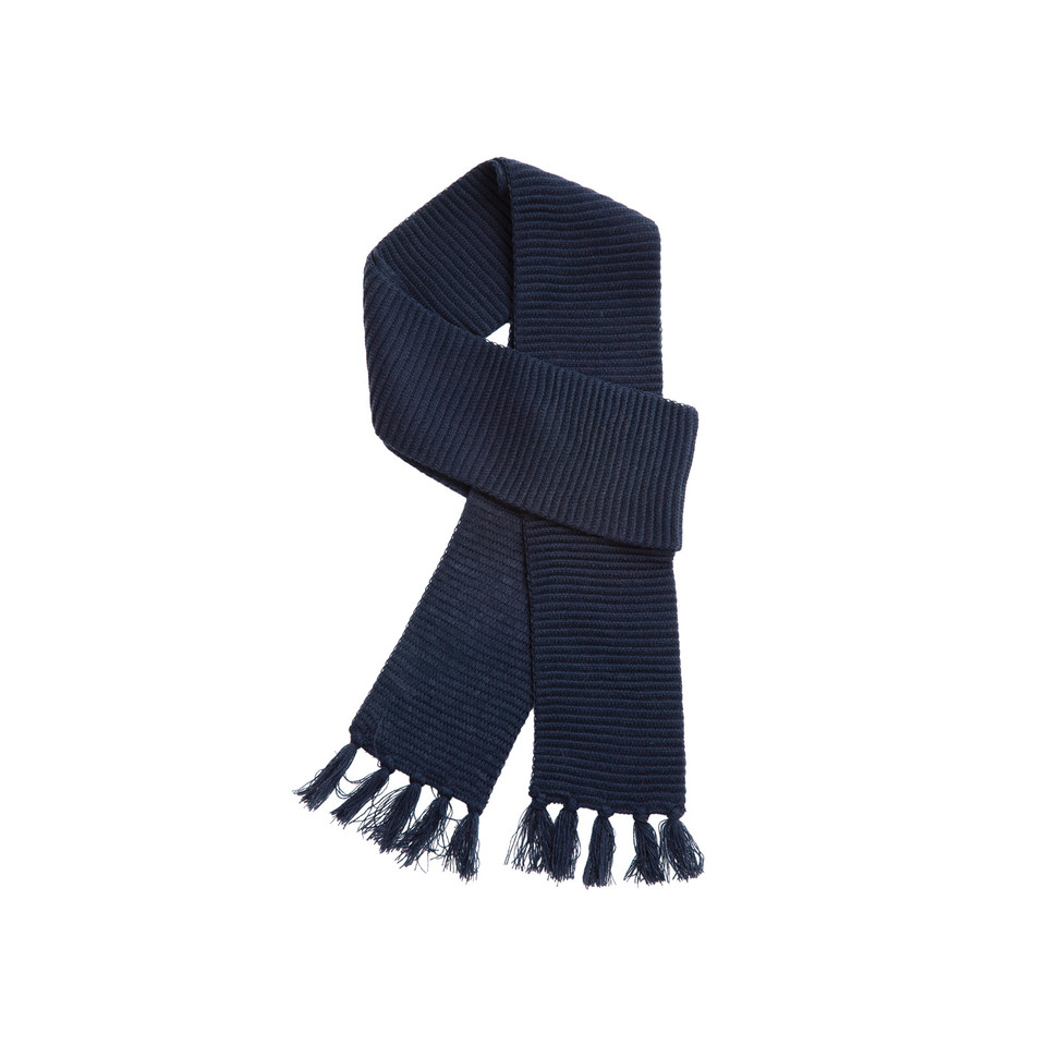 Plain Ruga Ribbed Knit Scarf - J625 | Navy