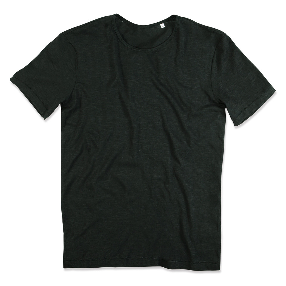 STEDMAN Mens Slub Crew Neck T-shirt - ST9400 | Black