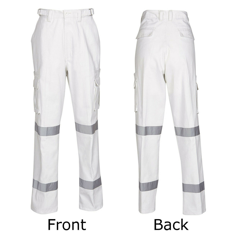 Adults Mens Night Use Reflective Drill Trousers - W93 | White