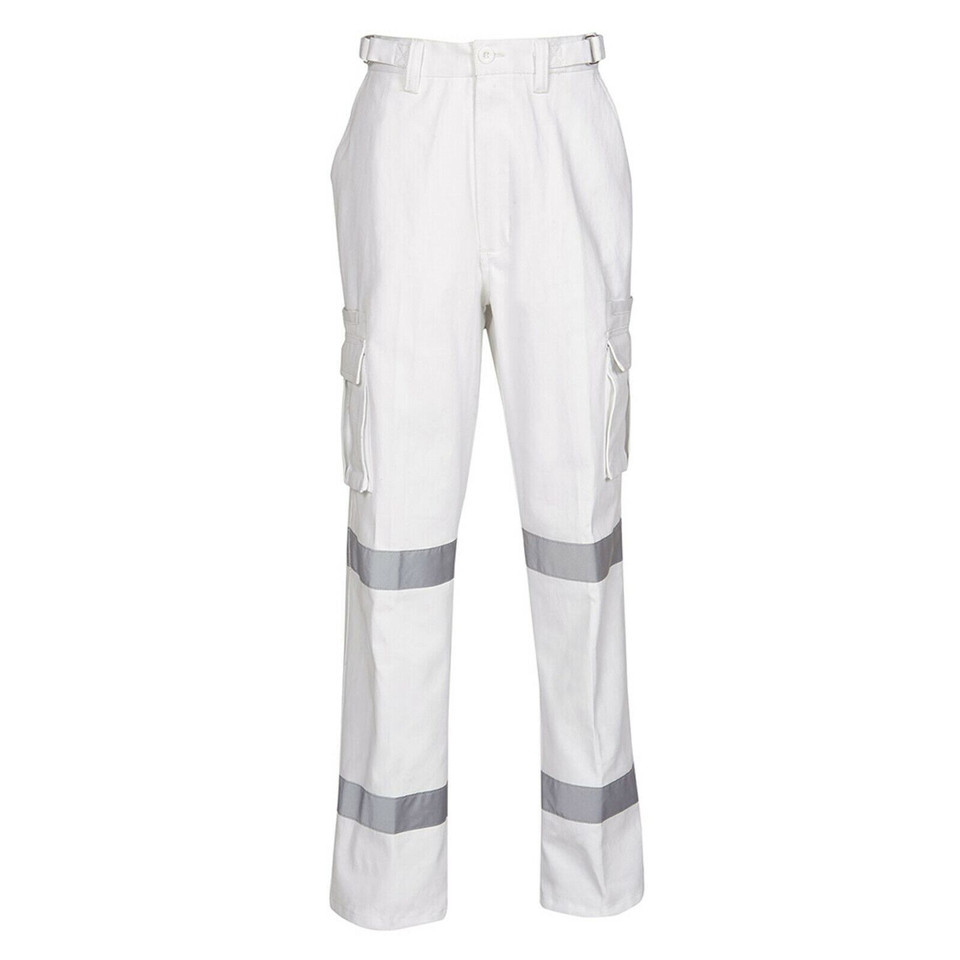 Adults Mens Night Use Reflective Drill Trousers - W93 | White