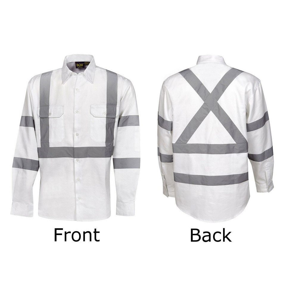 Adults White Night Use Drill long Sleeves Shirt - C96
