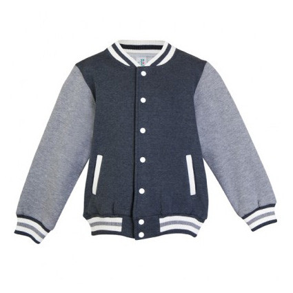 Kids Letterman Varsity Jacket - F160BB | Dark Marl.Grey Marl