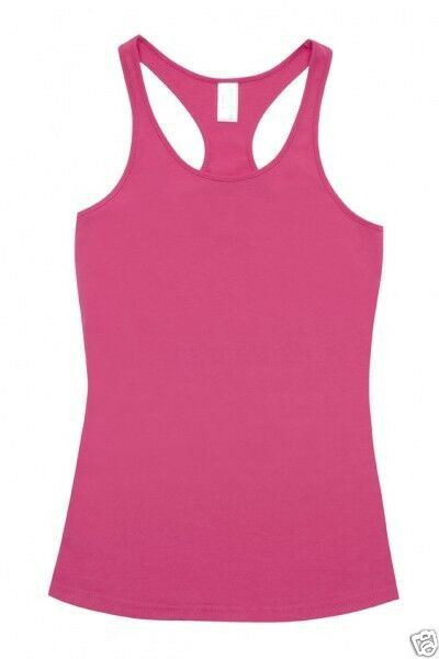 Ladies T-Back Gym Singlet - T407LD | Hot Pink