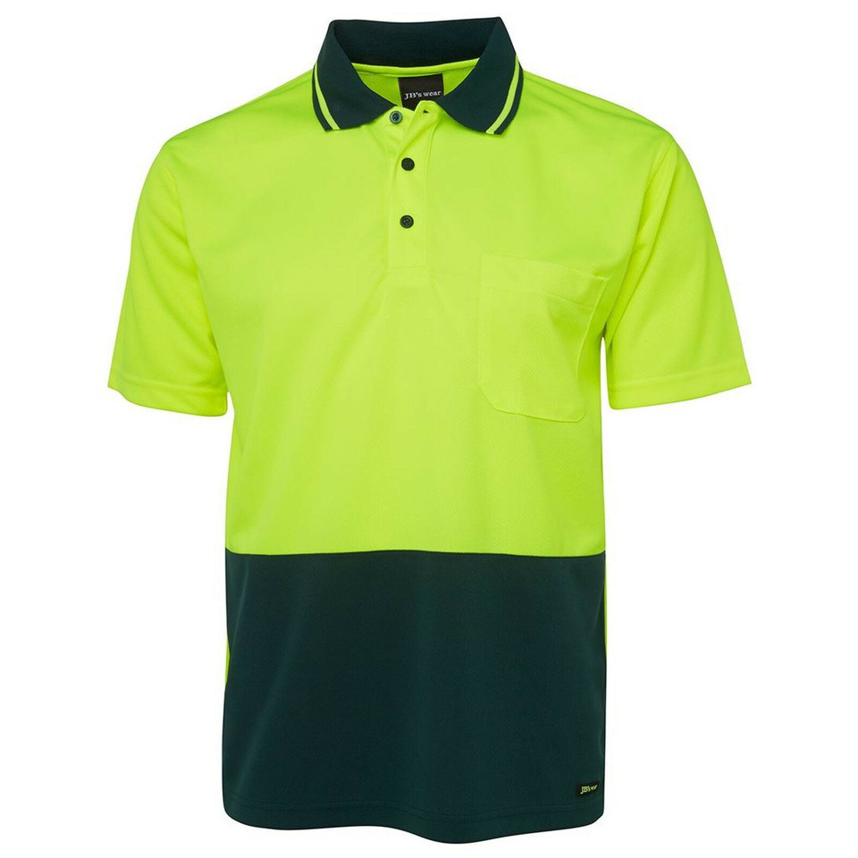 Adults Hi Vis Non Cuff UPF 50+ Polyester Polo - 6HVNC | Lime.Bottle