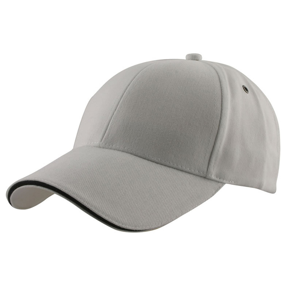 Adults Unisex Brushed Cotton Sandwich Peak Cap - 4289 | Silver.Navy