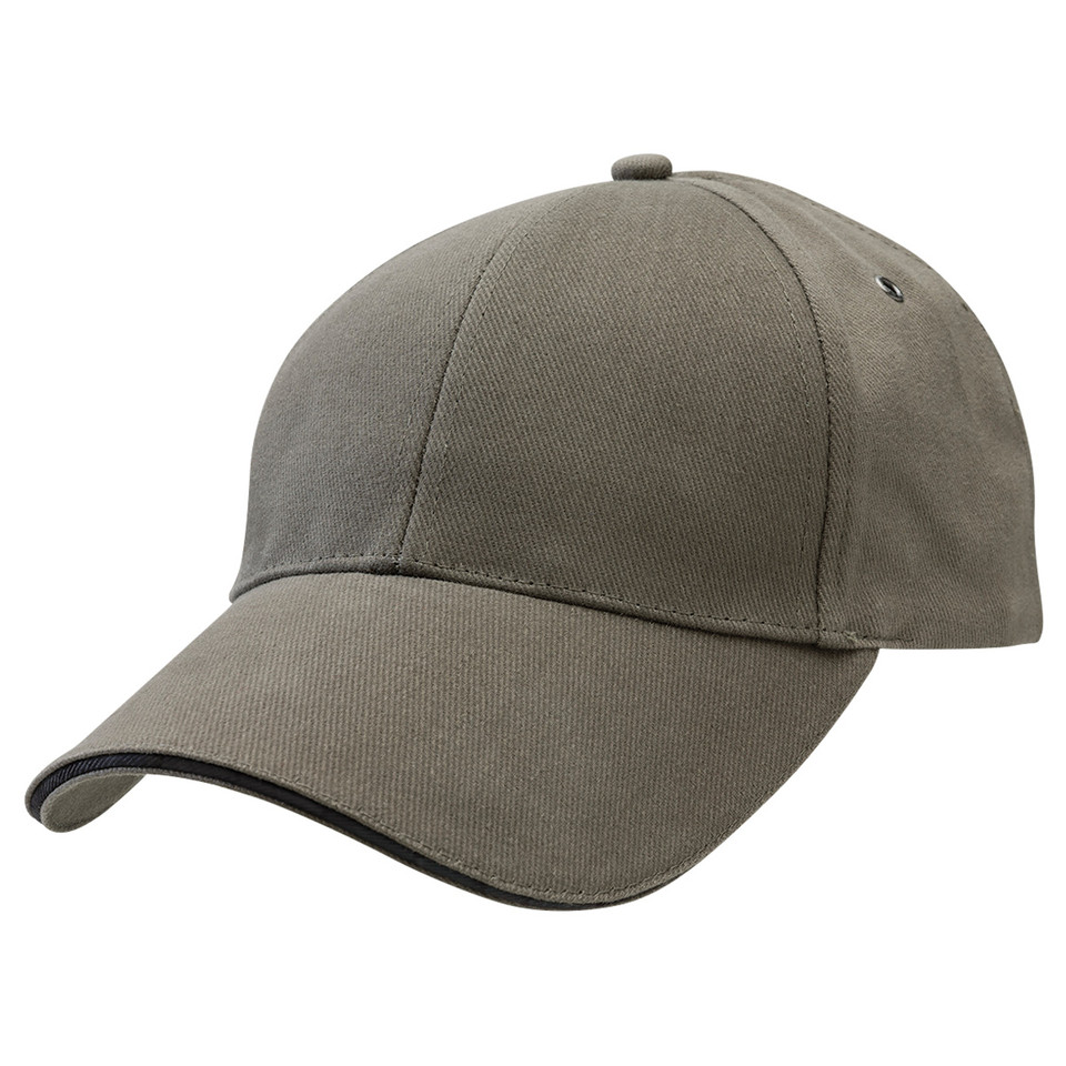 Adults Unisex Brushed Cotton Sandwich Peak Cap - 4289 | Olive.Black