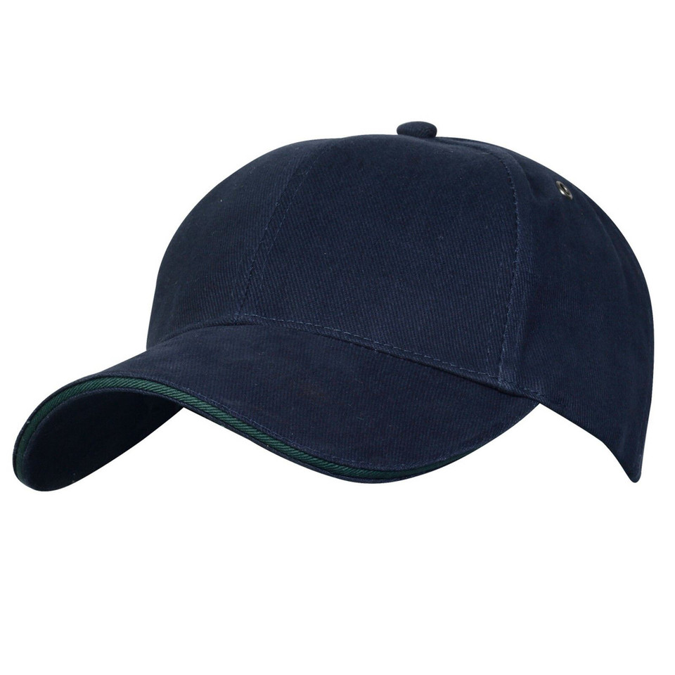 Adults Unisex Brushed Cotton Sandwich Peak Cap - 4289 | Navy.Bottle