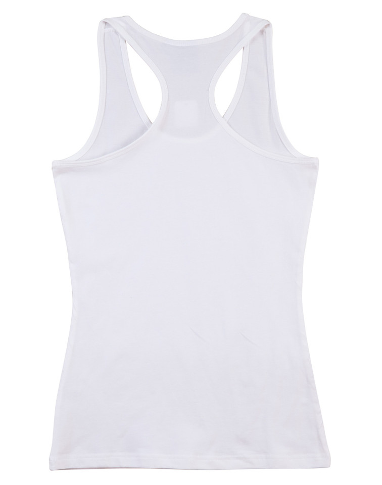 Slip Fit Racer Back Singlet in white, back view