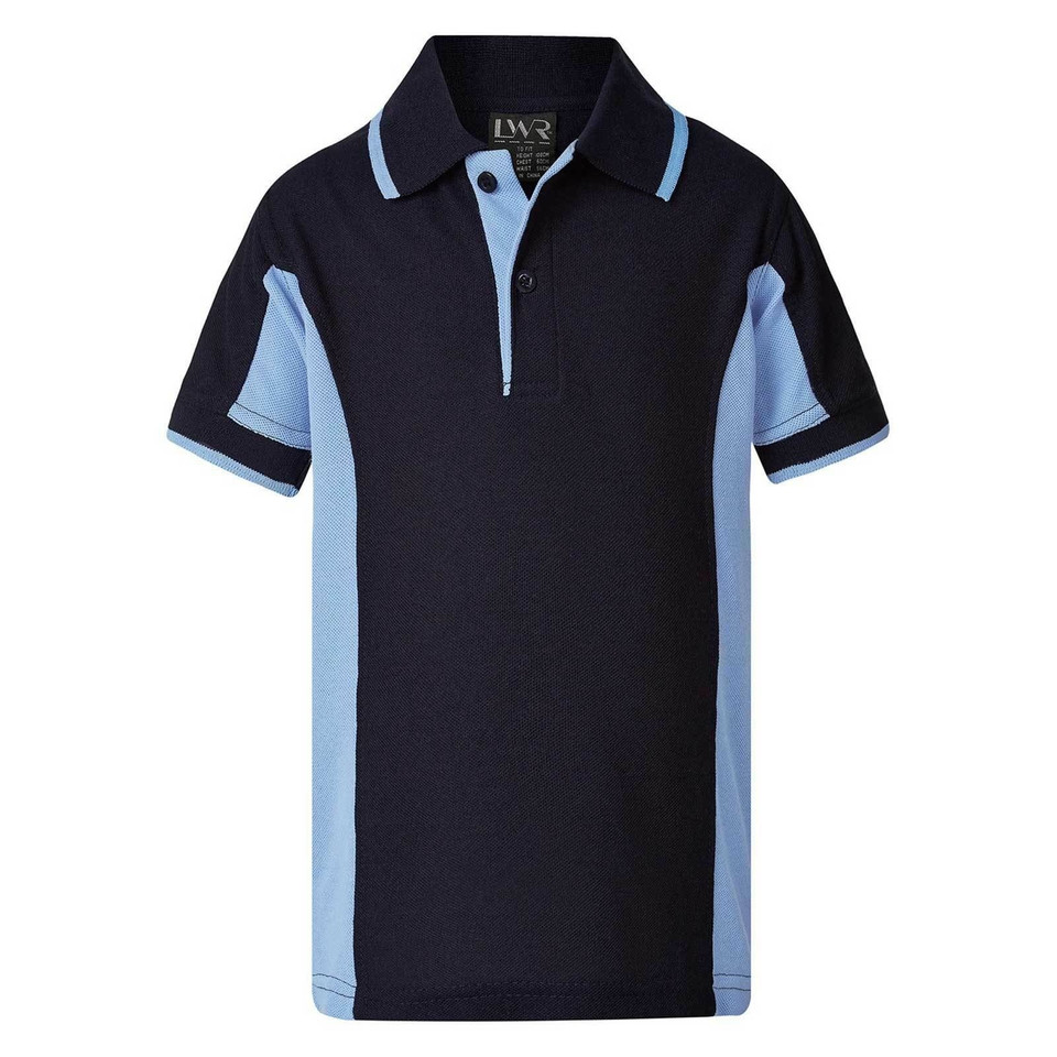Kids Contrast Panels Sports Polo Shirt - 5760TP | Dark Navy. Ice