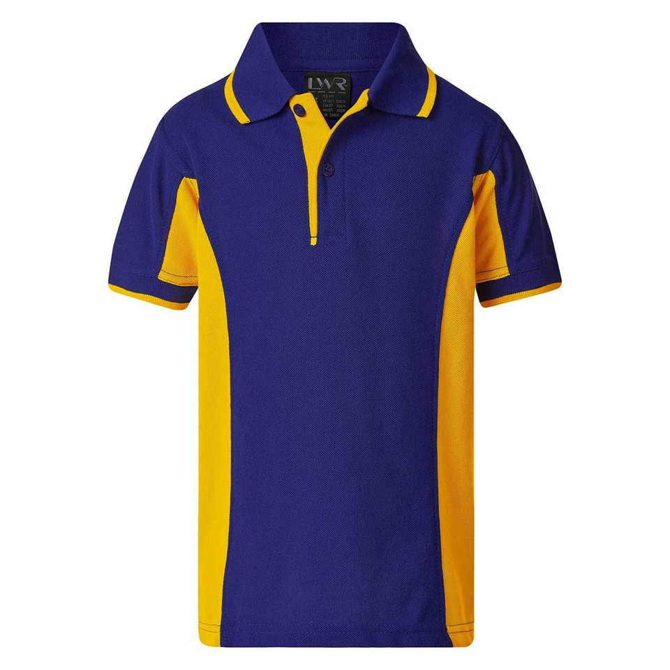 Kids Contrast Panels Sports Polo Shirt - 5760TP | Royal.Gold