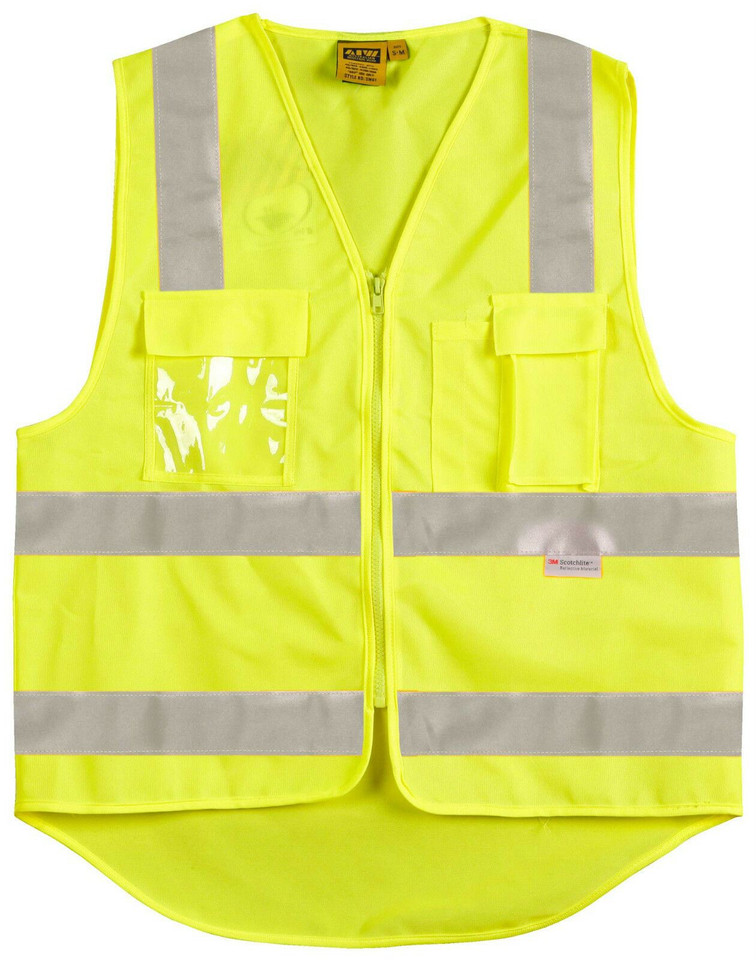 Hi Vis Zip Safety Vest with ID Pockets & 3M Tapes | Yellow