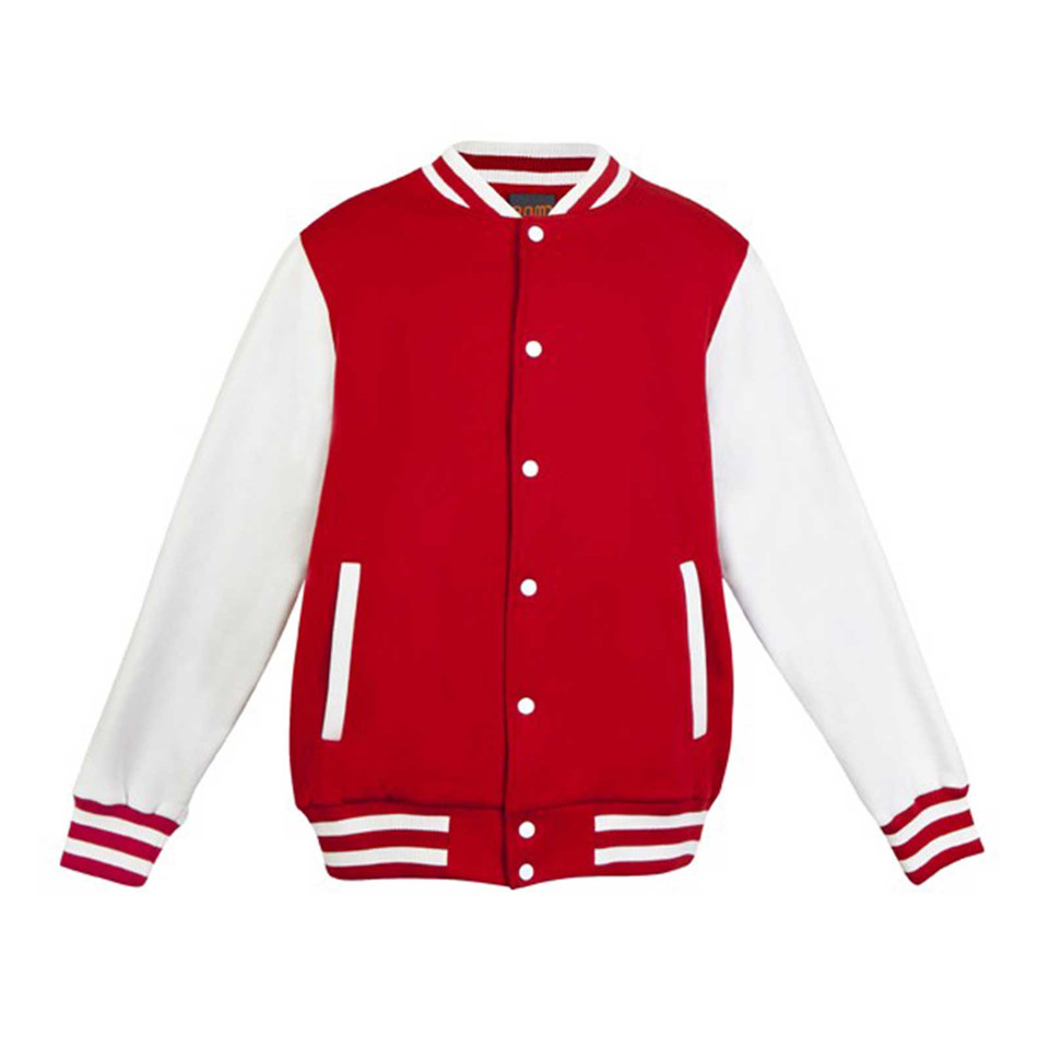 Mens Plain Varsity Jacket - F906HO | Red.White
