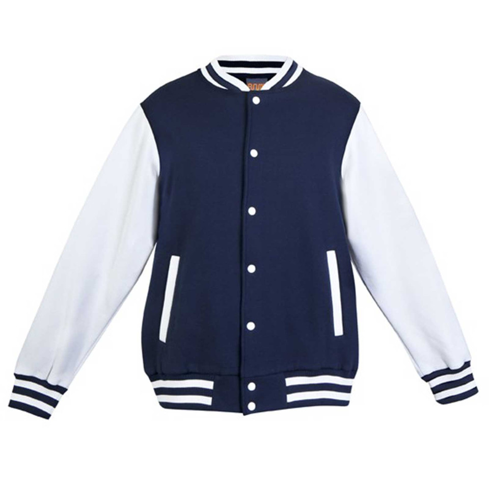 Mens Plain Varsity Jacket - F906HO | Navy.White