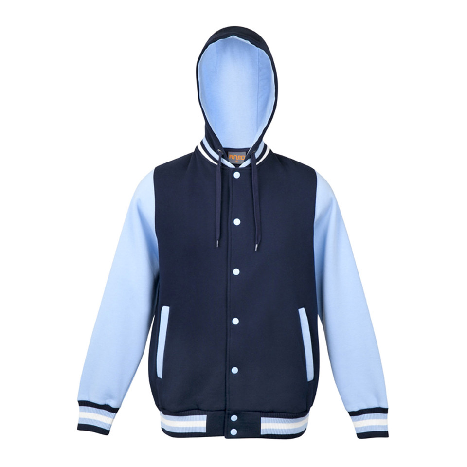Ladies Hood Varsity Jacket - FB97UN | Navy.Sky