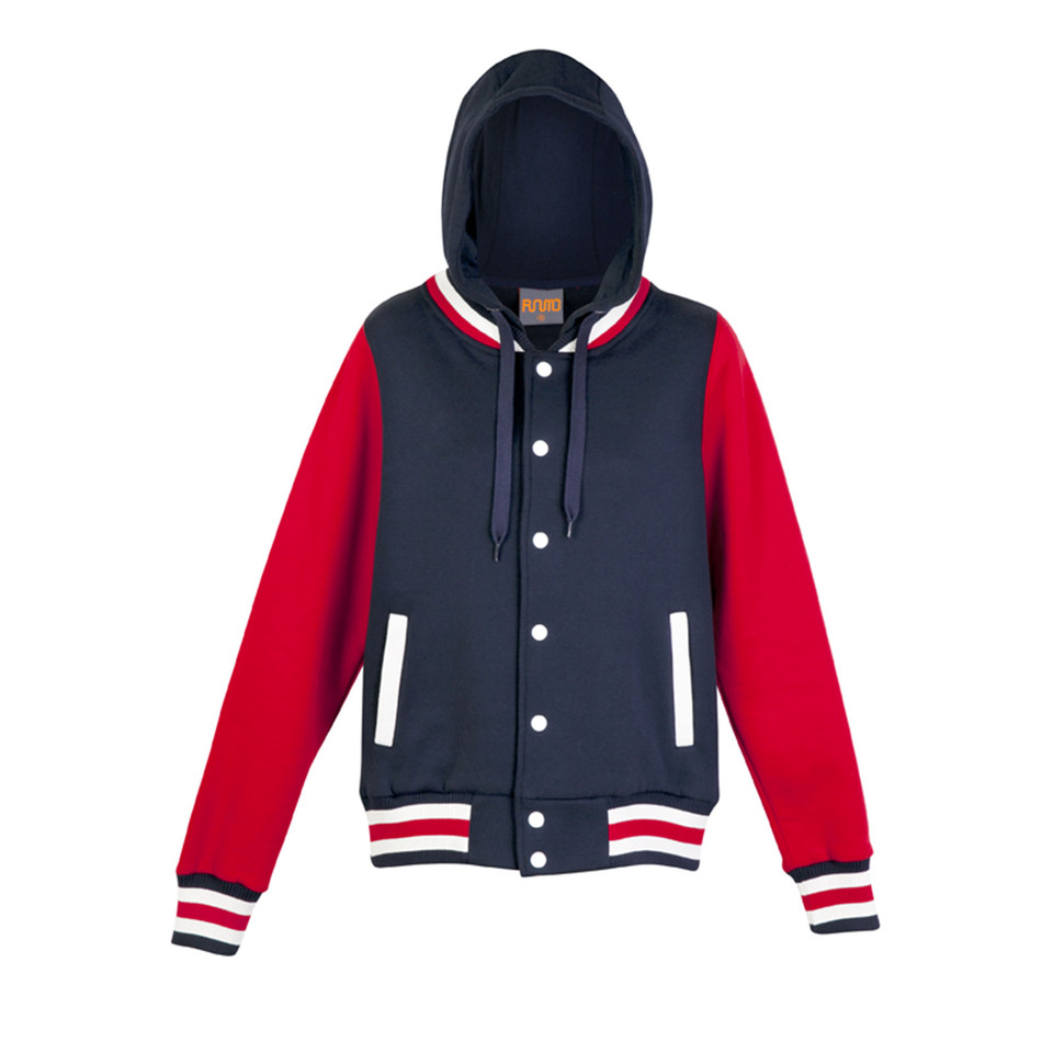Ladies Hood Varsity Jacket - FB97UN | Navy.Red.White