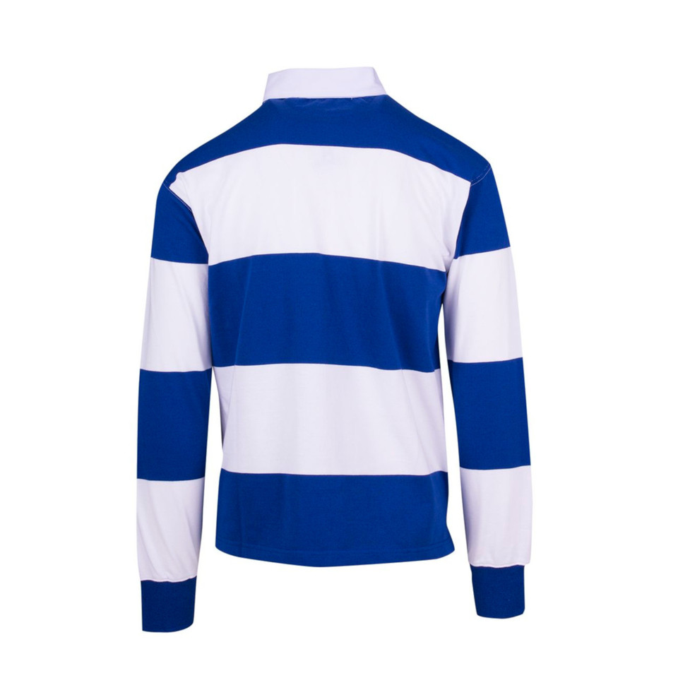 Mens Rugby Jerseys Striped Long Sleeve Polo Shirts - P100HB | Royal.White - Back