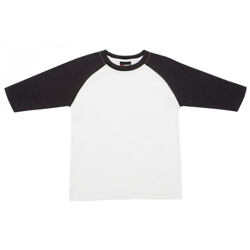 Kids Children 3/4 Sleeves Baseball Shirts - T143RG | White.Black