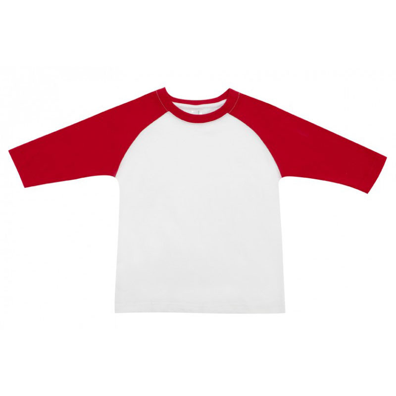 Kids Children 3/4 Sleeves Baseball Shirts - T143RG | White.Red