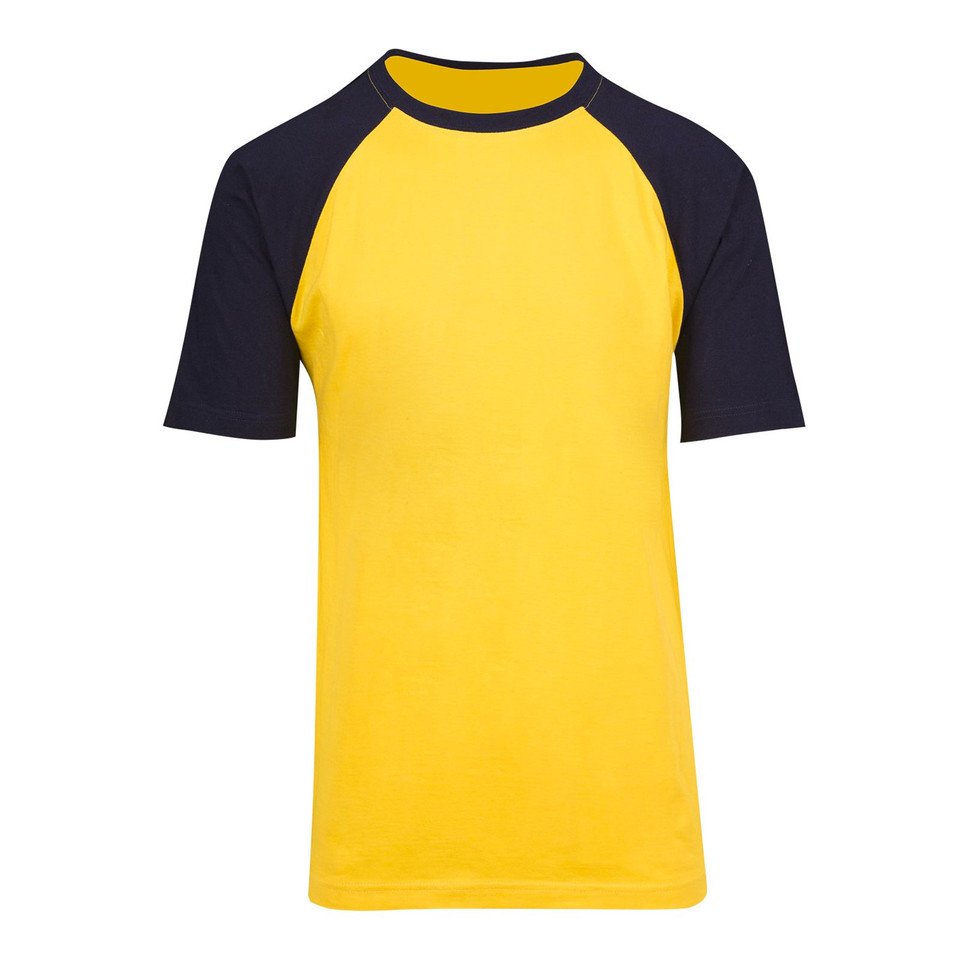 Adults Mens Two-Tone Raglan T-Shirt - T232RG | Yellow.Navy