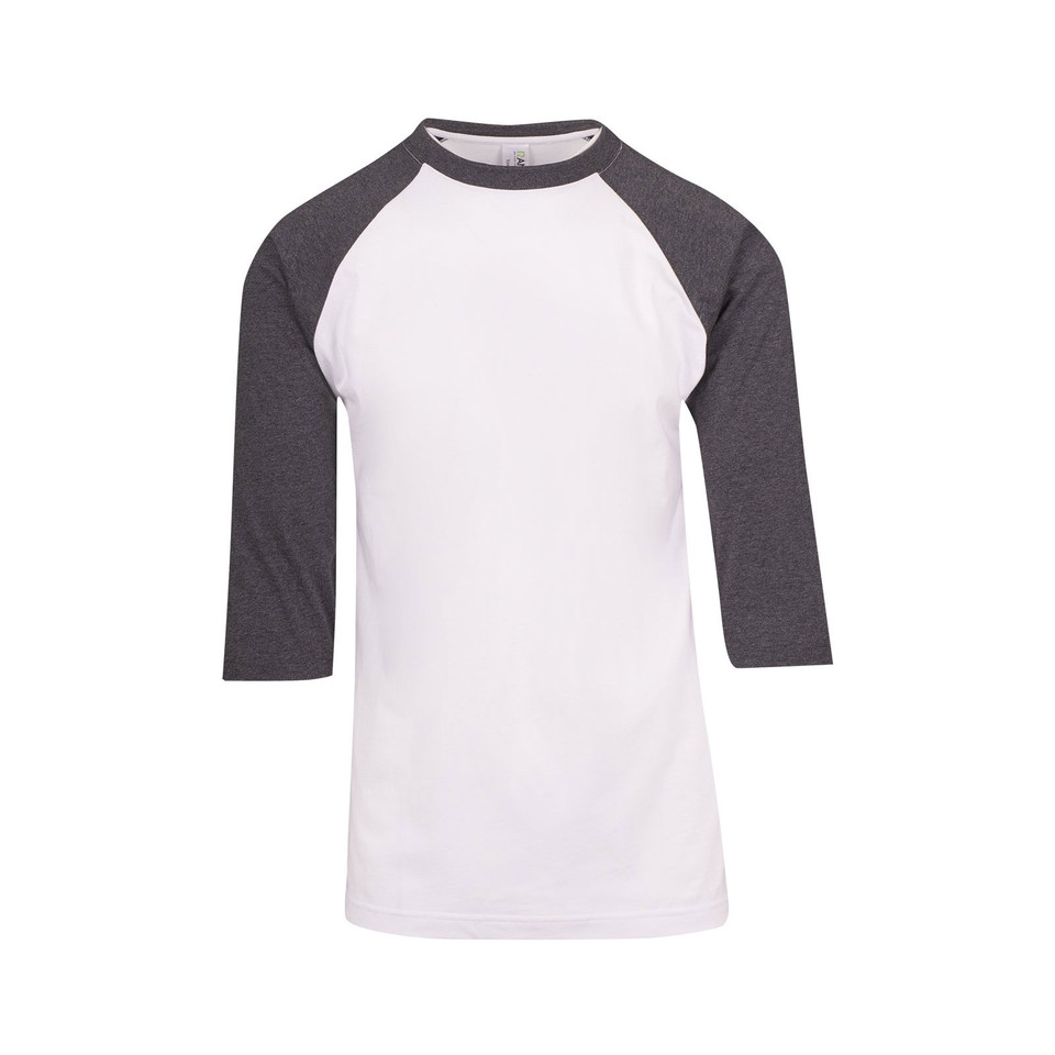 Mens Raglan Tee Shirt 3/4 Sleeve - T343RG | White.Dark Marl