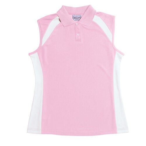 Ladies Sleeveless Polo T-Shirt - CP0931 | Pink.White