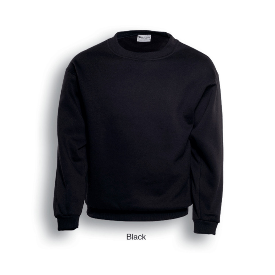 Mens Crew Neck Fleece Sloppy Joe Jumper - CJ0350 | Black