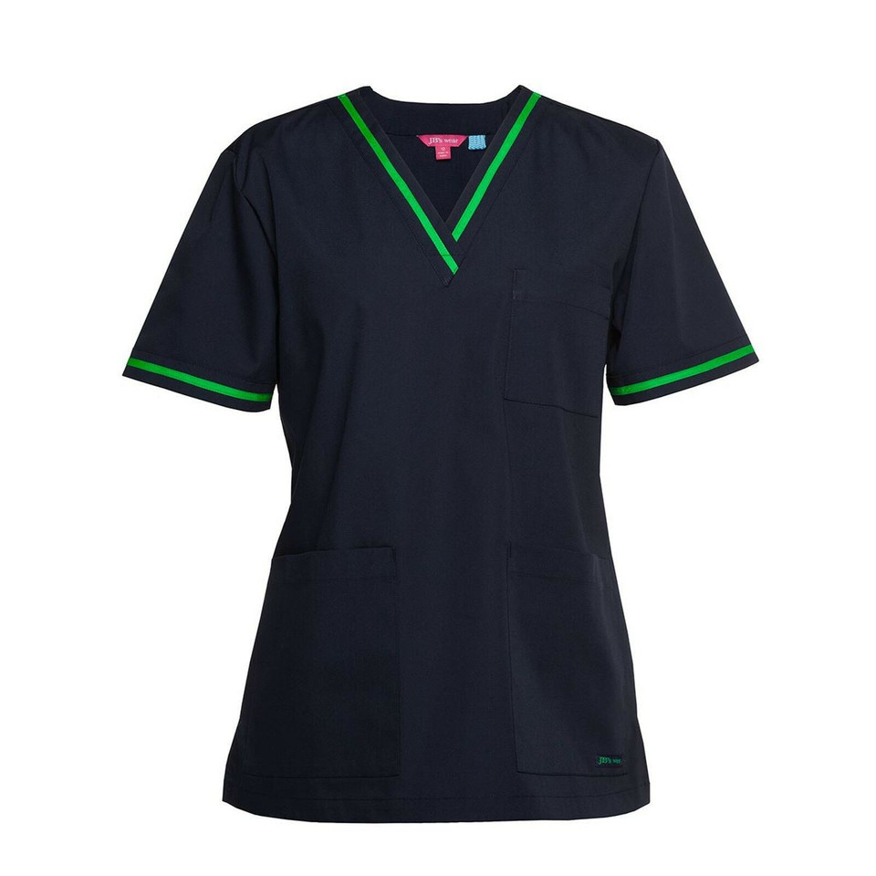 Ladies Corporate Professional Care Scrubs Top - 4SCT1 | Black.Pea Green