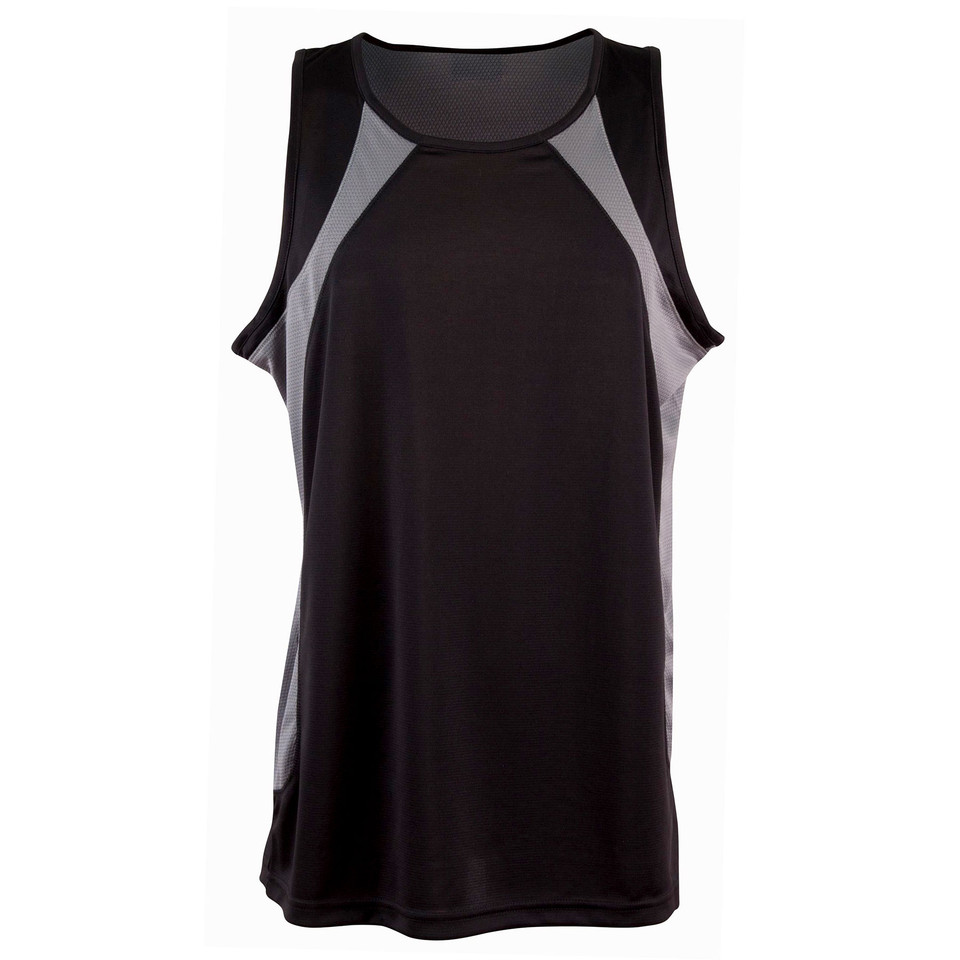 Mens Athletic Sports Cooldry Singlet - TS73 | Black.Ash