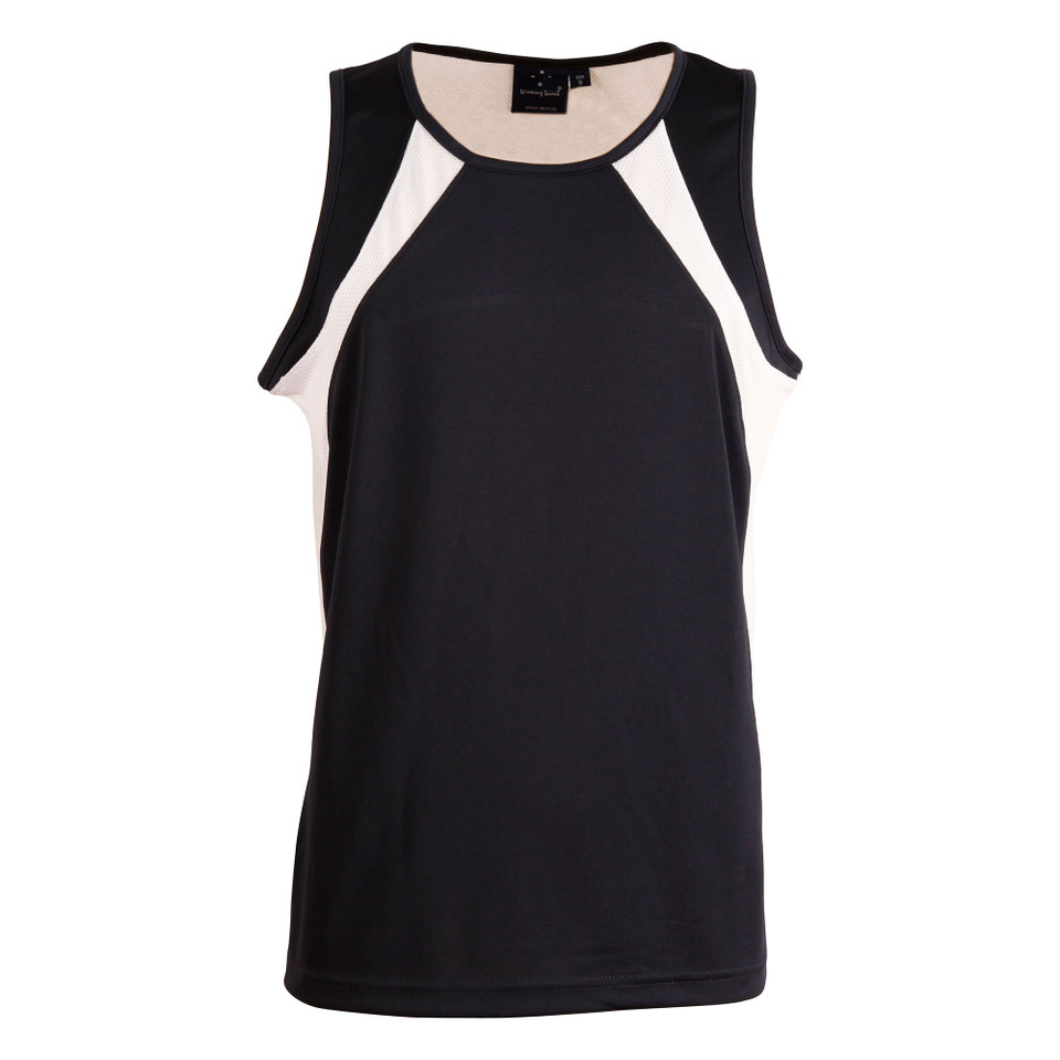 Mens Athletic Sports Cooldry Singlet - TS73 | Navy.White