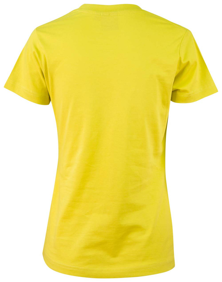 100% Cotton Semi Fitted Tee in fluoro yellow, back view